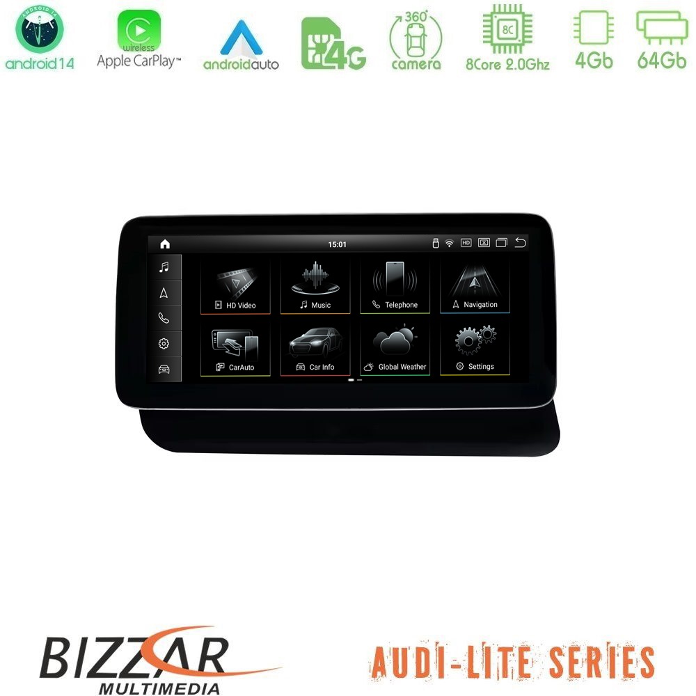 Bizzar Lite Series Audi Q5 (QR) 2008-2017 Android14 8Core (4+64GB) Navigation Multimedia 10.25"