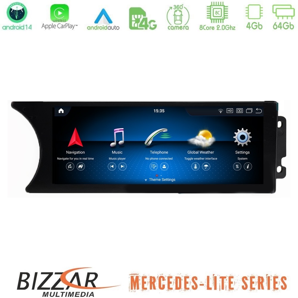 Alternative view of Bizzar Lite Series Mercedes C Class Facelift (W204) NTG4.5 Android14 (4+64GB) Navigation Multimedia 8.8" (Oem Style)
