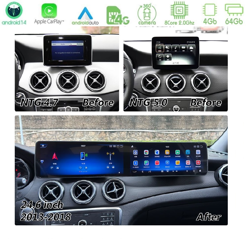 Alternative view of Bizzar Lite Series Dual Screen Mercedes A/CLA/GLA Class NTG5 Android14 8Core (4+64GB) Navigation Multimedia 24,6"