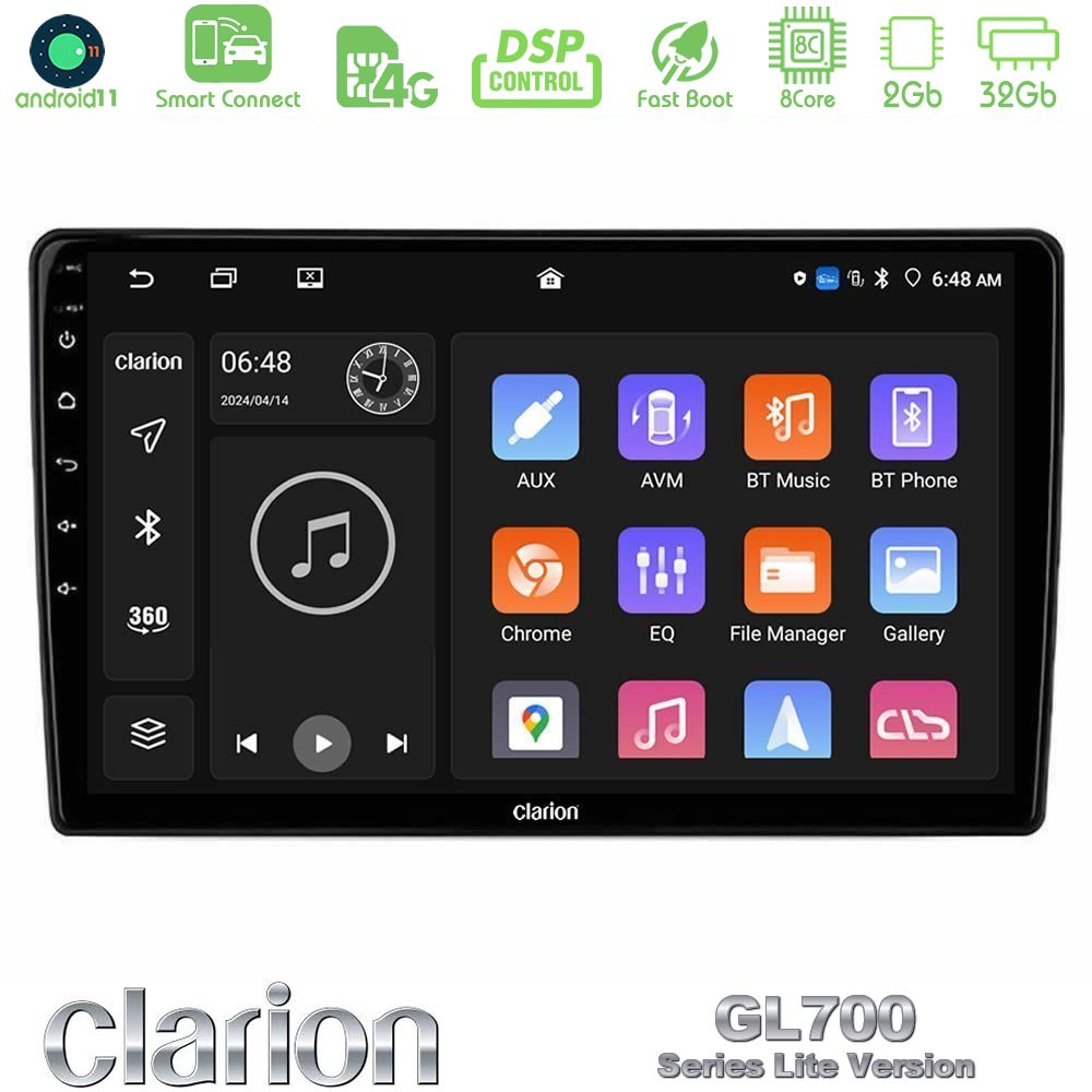 Clarion GL700 Lite Series 8Core Android11 2+32GB Navigation Multimedia Tablet 10" Με Carplay & Android Auto