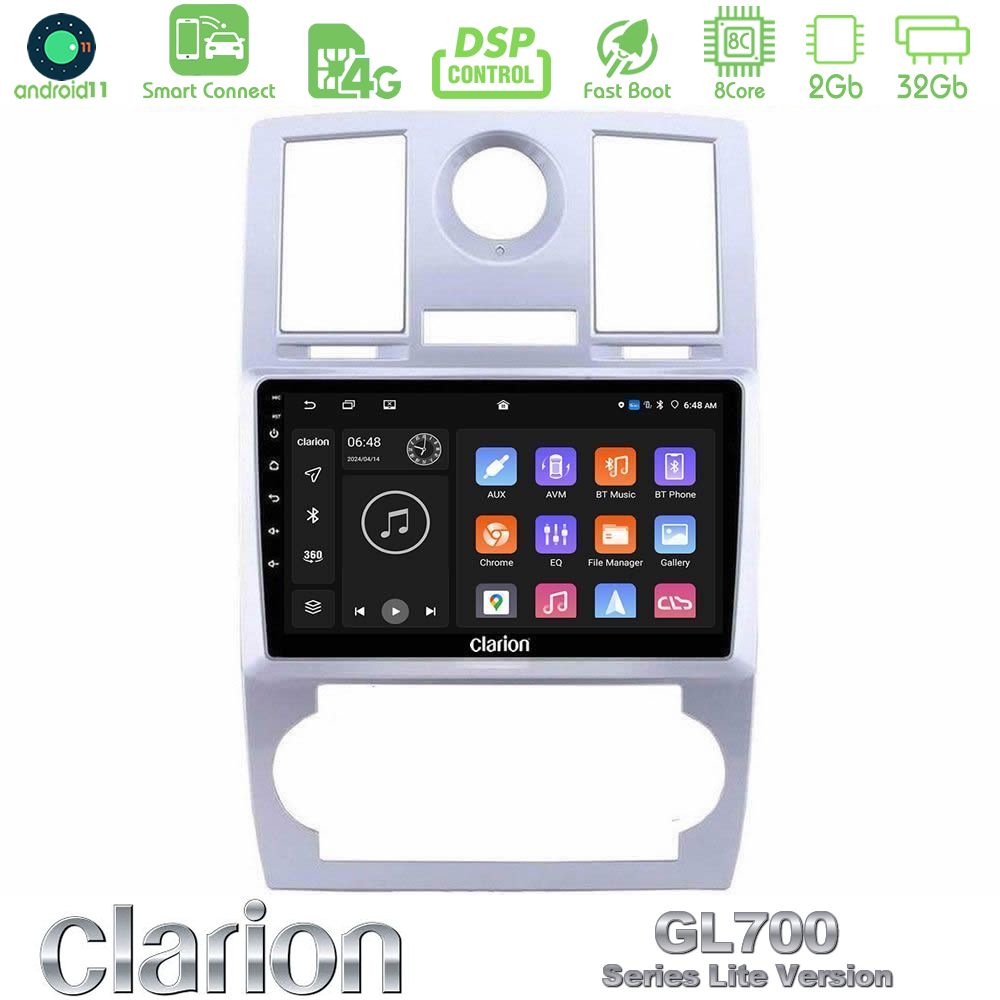 Clarion GL700 Lite Series 8Core Android11 2+32GB Chrysler 300C Navigation Multimedia Tablet 9" Με Carplay & Android Auto