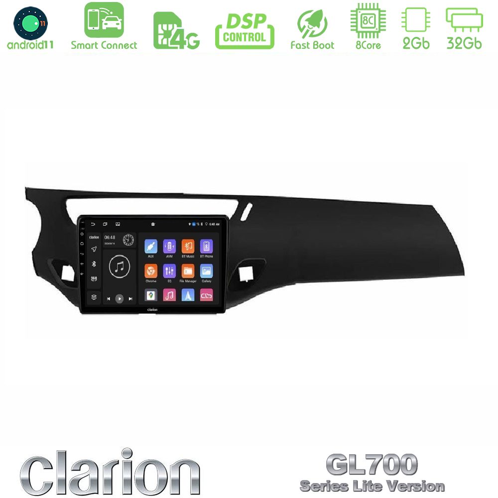 Clarion GL700 Lite Series 8Core Android11 2+32GB Citroen C3/DS3 2009-2016 Navigation Multimedia Tablet 9" Με Carplay & Android Auto