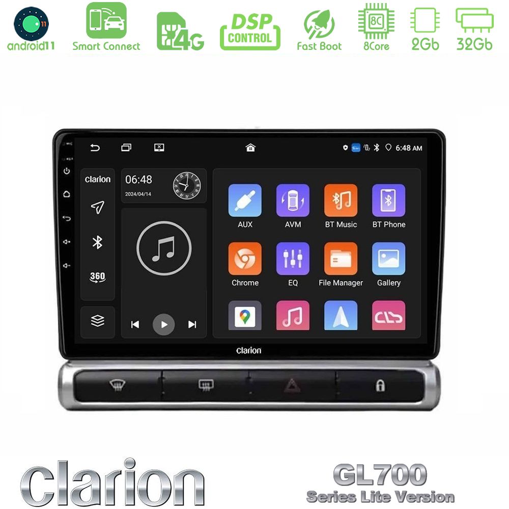 Clarion GL700 Lite Series 8Core Android11 2+32GB Citroen C3 2016-> Navigation Multimedia Tablet 9" Με Carplay & Android Auto