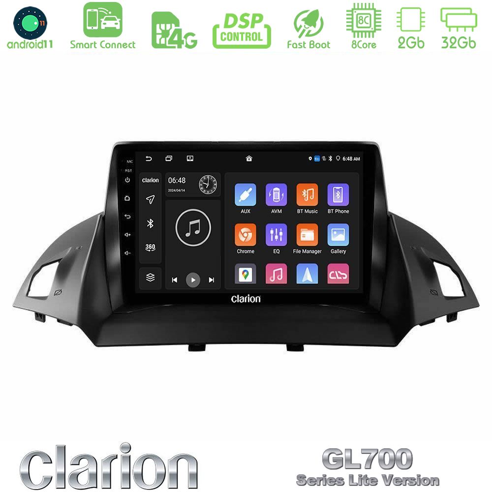 Clarion GL700 Lite Series 8Core Android11 2+32GB Ford C-Max/Kuga Navigation Multimedia Tablet 9" Με Carplay & Android Auto