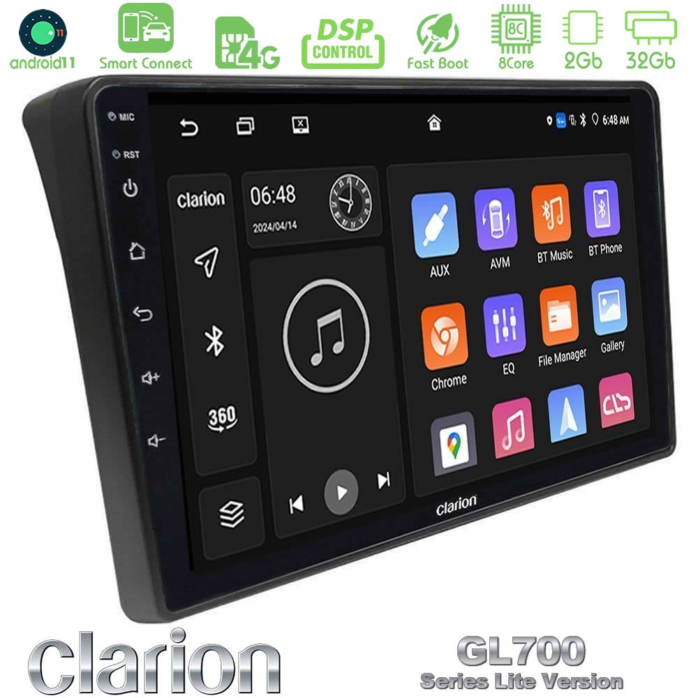 Clarion GL700 Lite Series 8Core Android11 2+32GB Fiat Ducato/Citroen Jumper/Peugeot Boxer Navigation Multimedia Tablet 9" Με Carplay & Android Auto