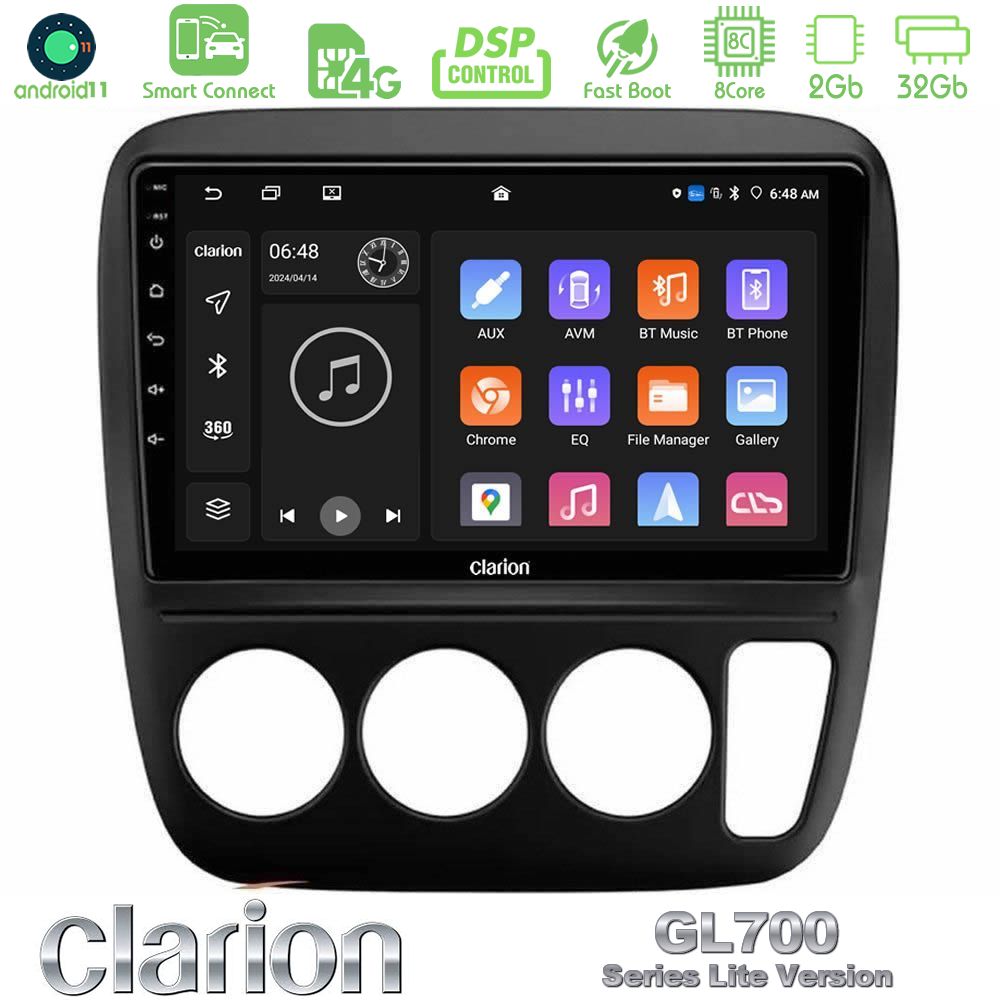 Clarion GL700 Lite Series 8Core Android11 2+32GB Honda CRV 1997-2001 Navigation Multimedia Tablet 9" Με Carplay & Android Auto