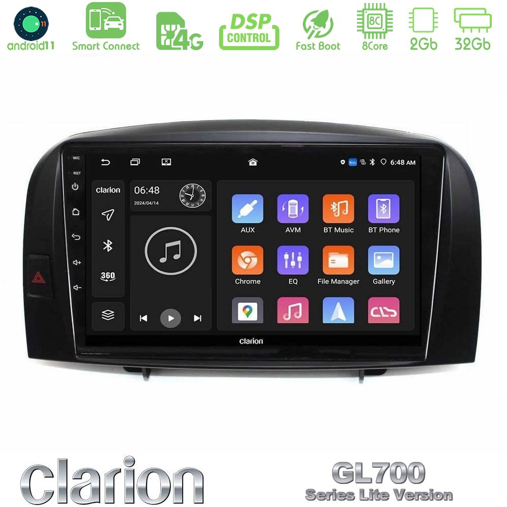 Clarion GL700 Lite Series 8Core Android11 2+32GB Hyundai Sonata 2005-2009 Navigation Multimedia Tablet 10" Με Carplay & Android Auto