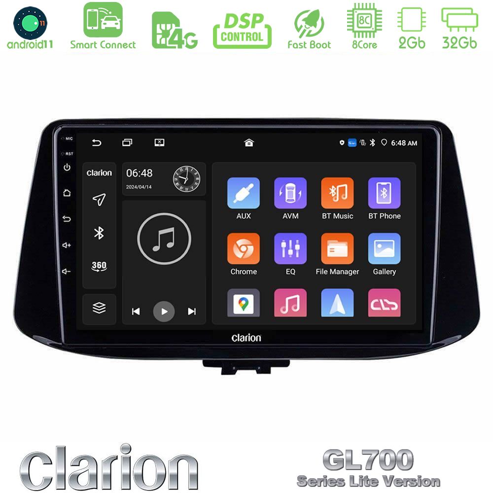 Clarion GL700 Lite Series 8Core Android11 2+32GB Hyundai i30 Navigation Multimedia Tablet 9" Με Carplay & Android Auto