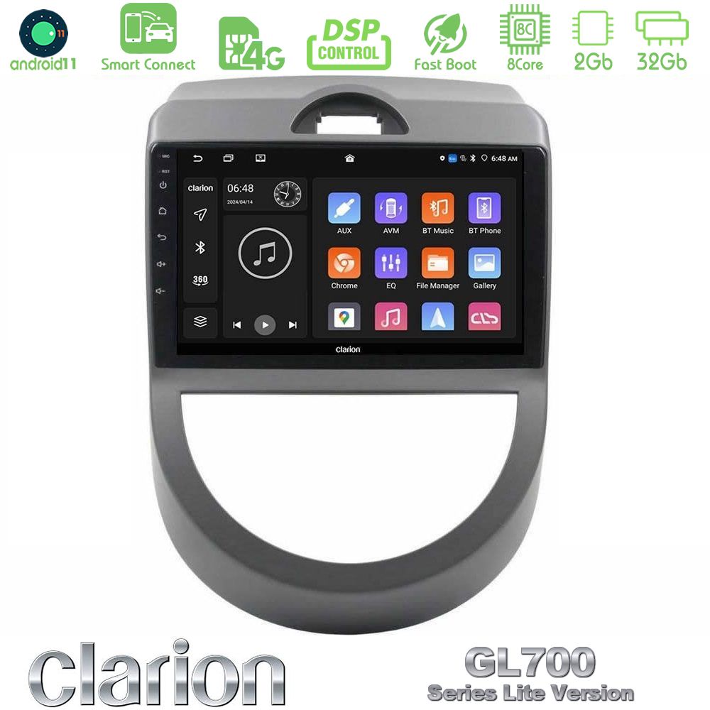 Clarion GL700 Lite Series 8Core Android11 2+32GB Kia Soul 2009-2011 Navigation Multimedia Tablet 9" Με Carplay & Android Auto