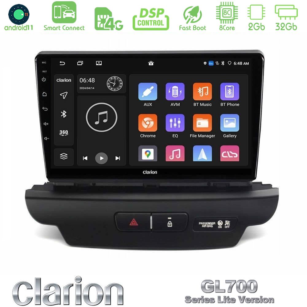 Clarion GL700 Lite Series 8Core Android11 2+32GB Kia Ceed 2018-2023 Navigation Multimedia Tablet 9" Με Carplay & Android Auto (Low Version)