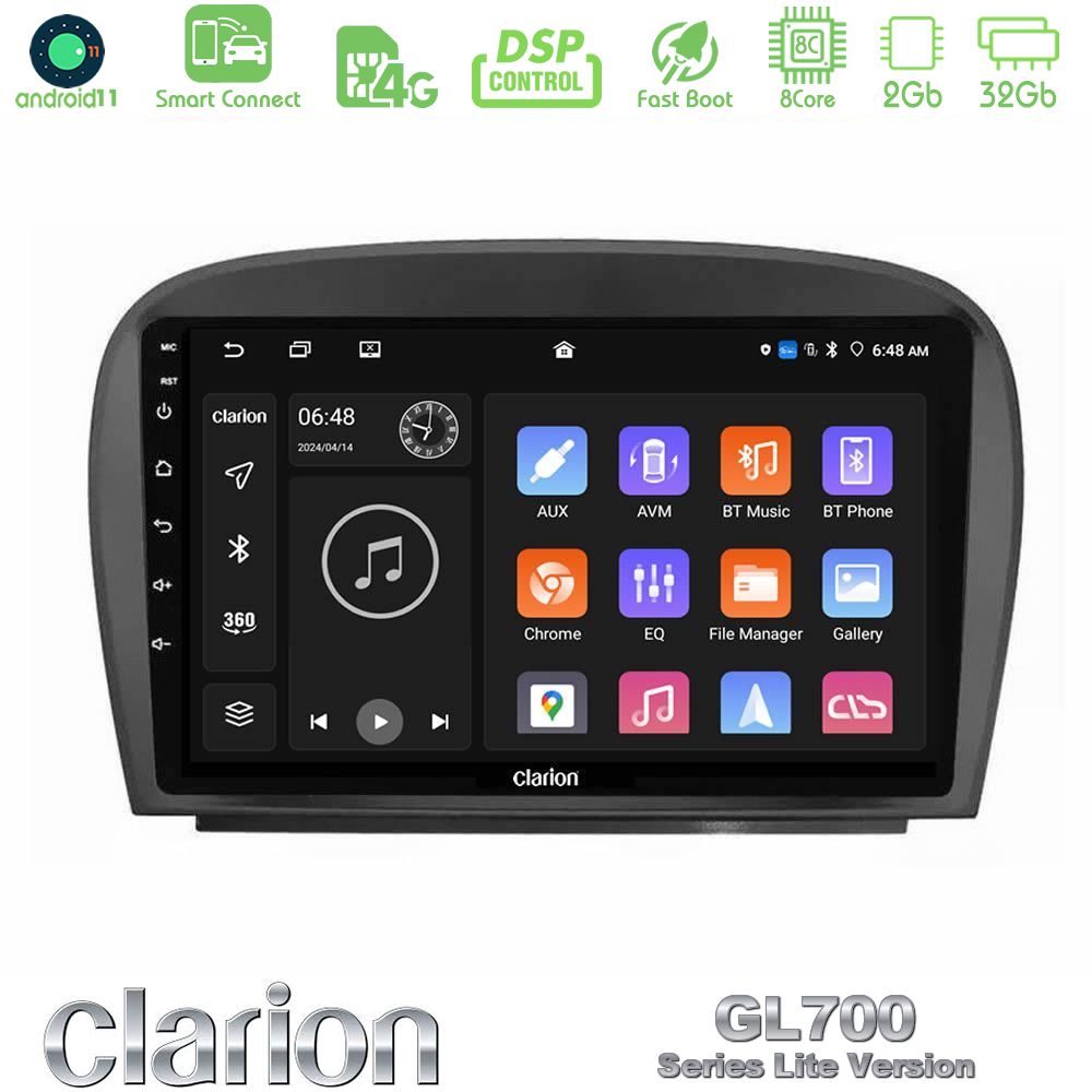 Clarion GL700 Lite Series 8Core Android11 2+32GB Mercedes SL Class 2005-2011 Navigation Multimedia Tablet 9" Με Carplay & Android Auto