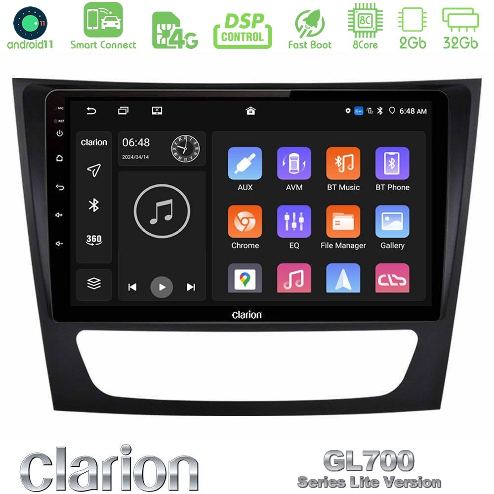 Clarion GL700 Lite Series 8Core Android11 2+32GB Mercedes E Class / CLS Class Navigation Multimedia Tablet 9" Με Carplay & Android Auto