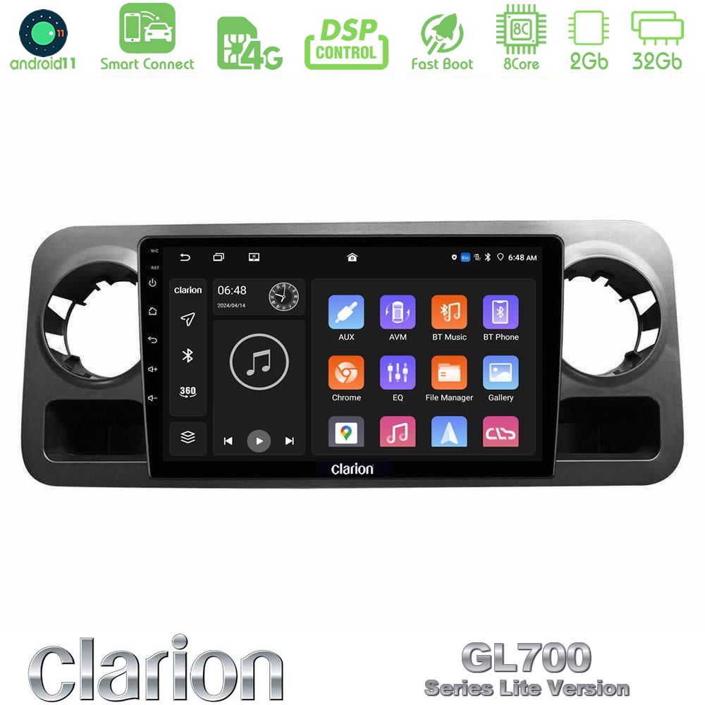 Clarion GL700 Lite Series 8Core Android11 2+32GB Mercedes Sprinter W907 Navigation Multimedia Tablet 10" Με Carplay & Android Auto