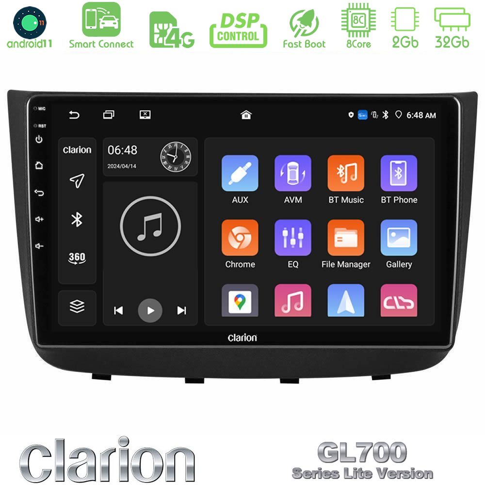 Clarion GL700 Lite Series Mercedes Vito/Viano 2003-2006 8Core Android11 2+32GB Navigation Multimedia Tablet 10" Με Carplay & Android Auto