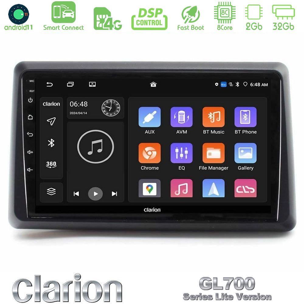 Clarion GL700 Lite Series 8Core Android11 2+32GB Renault Express 2020-2025 Navigation Multimedia Tablet 9" Με Carplay & Android Auto