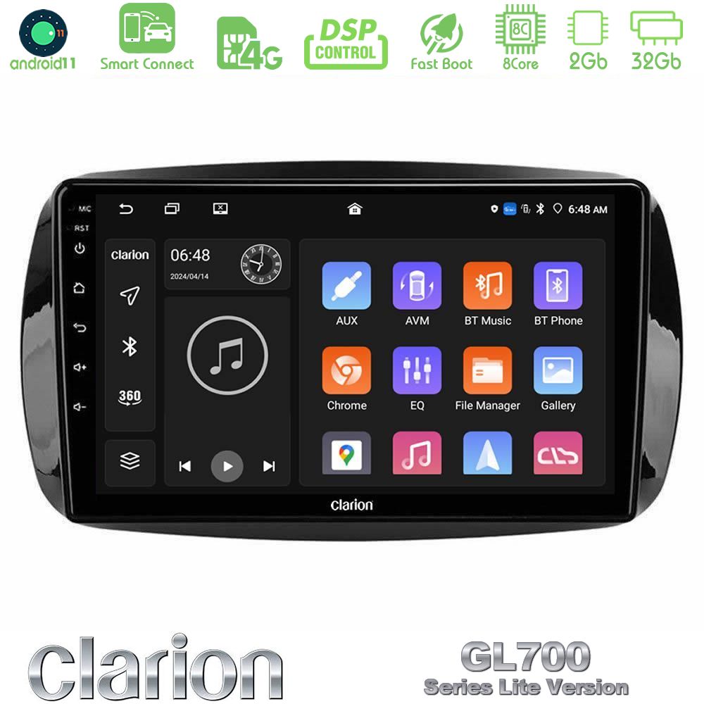 Clarion GL700 Lite Series 8Core Android11 2+32GB Smart 453 Navigation Multimedia Tablet 9" Με Carplay & Android Auto