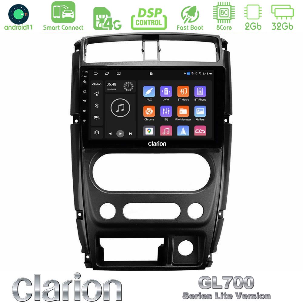 Clarion GL700 Lite Series 8Core Android11 2+32GB Suzuki Jimny 2007-2017 Navigation Multimedia Tablet 9" Με Carplay & Android Auto