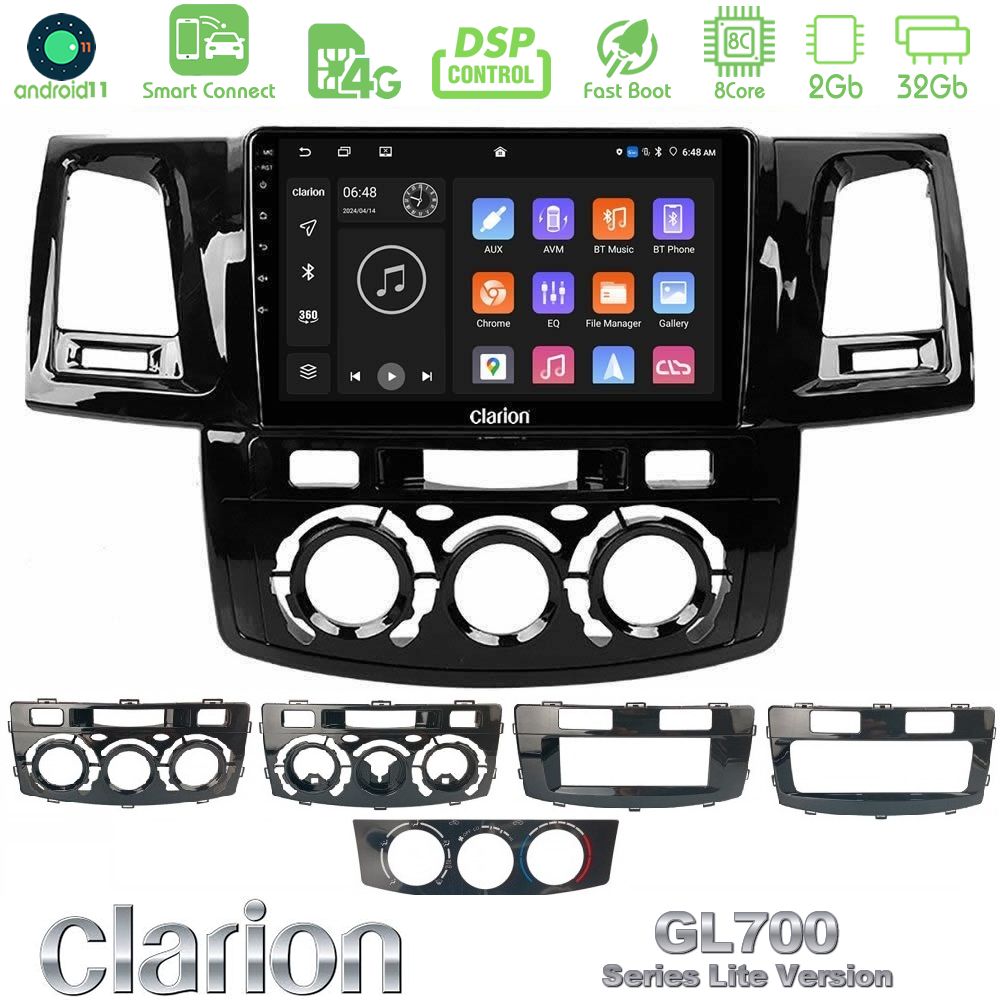 Clarion GL700 Lite Series 8Core Android11 2+32GB Toyota Hilux 2007-2016 Navigation Multimedia Tablet 9" Με Carplay & Android Auto