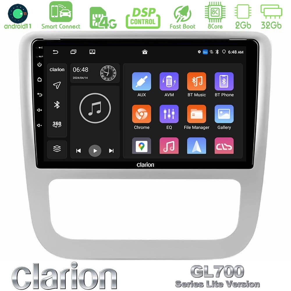 Clarion GL700 Lite Series 8Core Android11 2+32GB VW Scirocco 2008-2014 Navigation Multimedia Tablet 9" Με Carplay & Android Auto