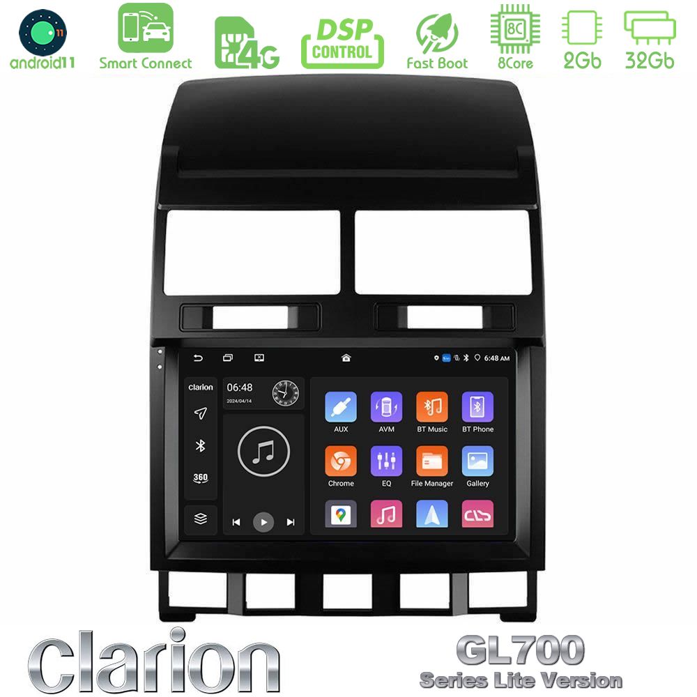 Clarion GL700 Lite Series 8Core Android11 2+32GB VW Touareg 2002 – 2010 Navigation Multimedia Tablet 9" Με Carplay & Android Auto