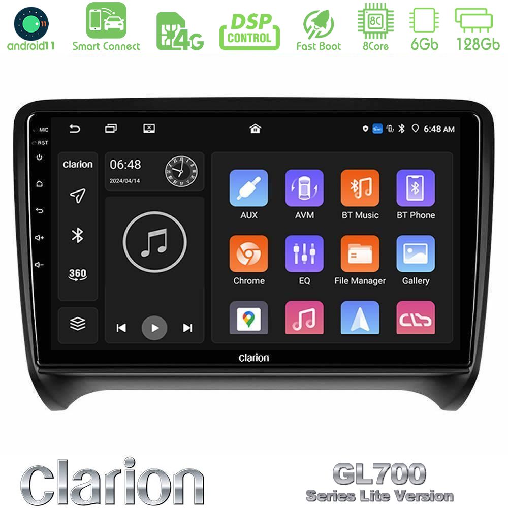 Clarion GL700 Lite Series 8Core Android11 6+128GB Audi TT B7 Navigation Multimedia Tablet 9" Με Carplay & Android Auto