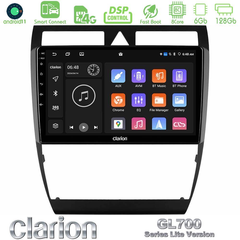 Clarion GL700 Lite Series 8Core Android11 6+128GB Audi A6 (C5) 1997-2004 Navigation Multimedia Tablet 9" Με Carplay & Android Auto