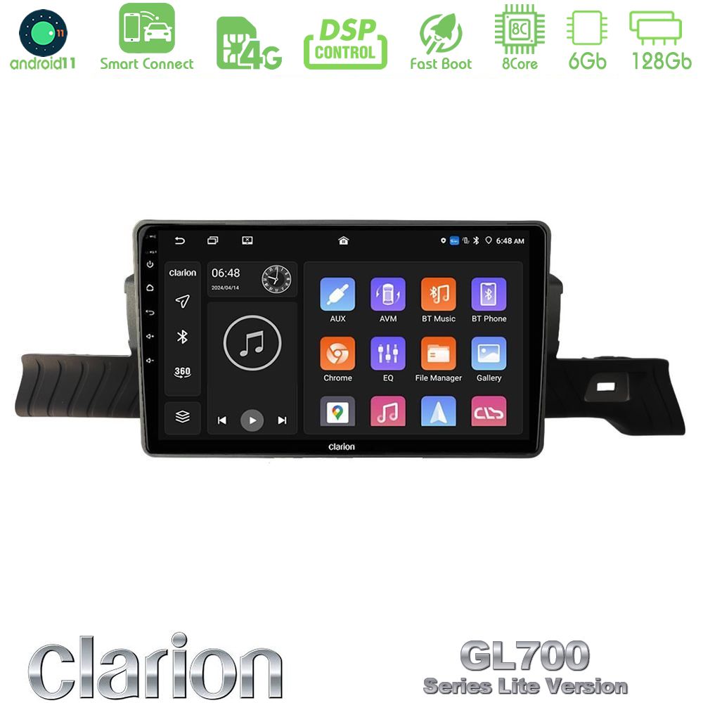 Clarion GL700 Lite Series 8Core Android11 6+128GB Citroen C3 You 2025-> Navigation Multimedia Tablet 9" Με Carplay &am