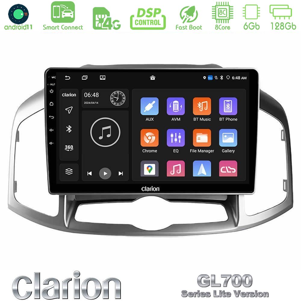 Clarion GL700 Lite Series 8Core Android11 6+128GB Chevrolet Captiva 2012-2016 Navigation Multimedia Tablet 10" Με Carplay & Android Auto