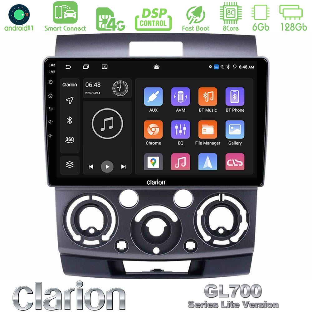 Clarion GL700 Lite Series 8Core Android11 6+128GB Ford Ranger/Mazda BT50 Navigation Multimedia Tablet 9" Με Carplay & Android Auto