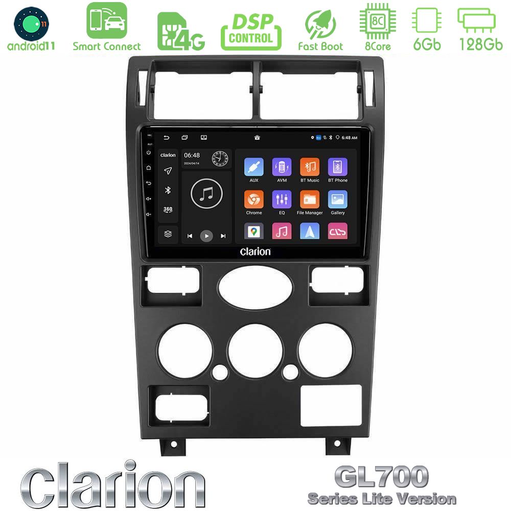 Clarion GL700 Lite Series 8Core Android11 6+128GB Ford Mondeo 2001-2004 Navigation Multimedia Tablet 9" Με Carplay & Android Auto