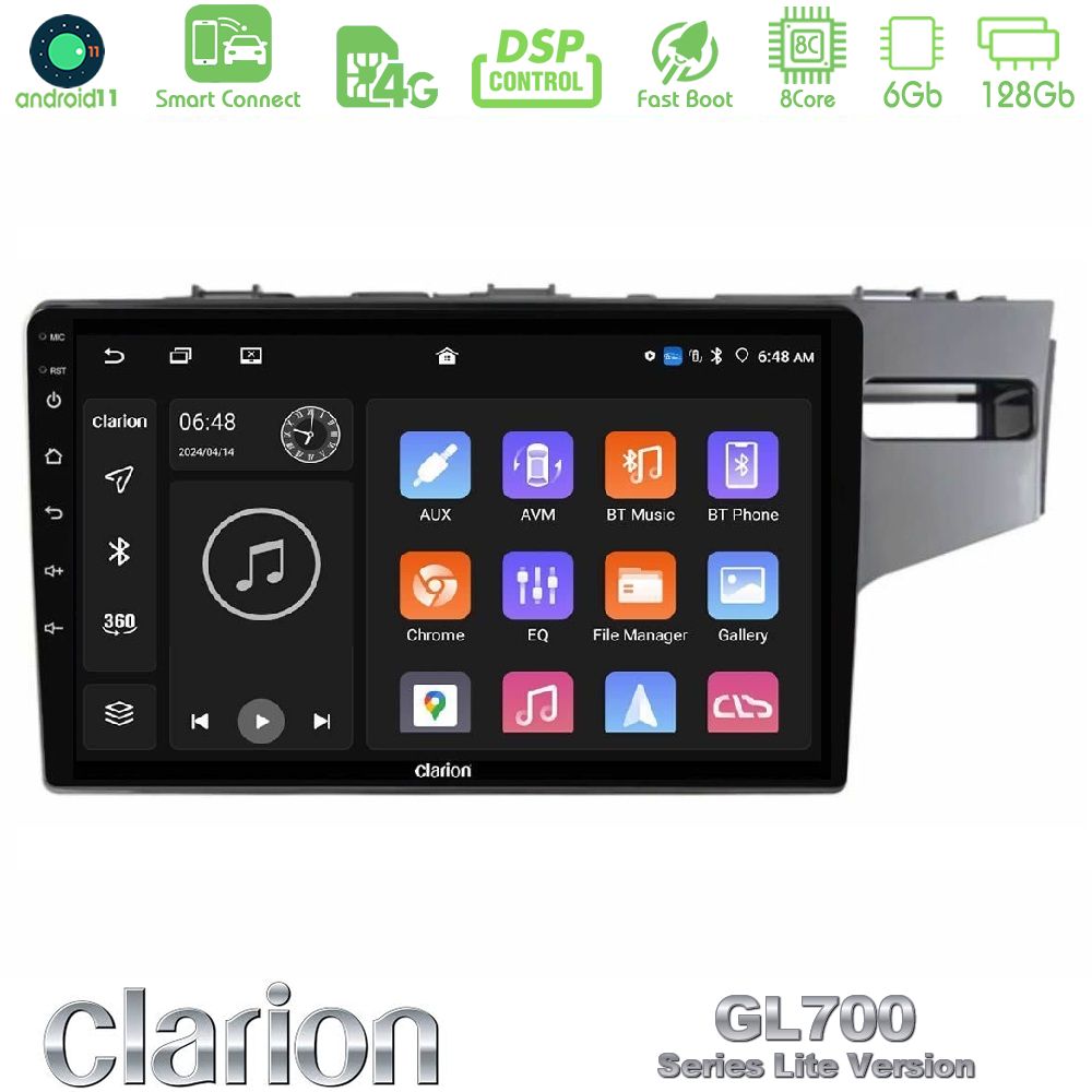 Clarion GL700 Lite Series 8Core Android11 6+128GB Honda Jazz 2013-2020 RHD Navigation Multimedia Tablet 9" Με Carplay & Android Auto