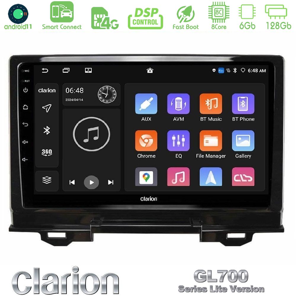 Clarion GL700 Lite Series 8Core Android11 6+128GB Honda HR-V 2021-> Navigation Multimedia Tablet 9" Με Carplay & Android Auto