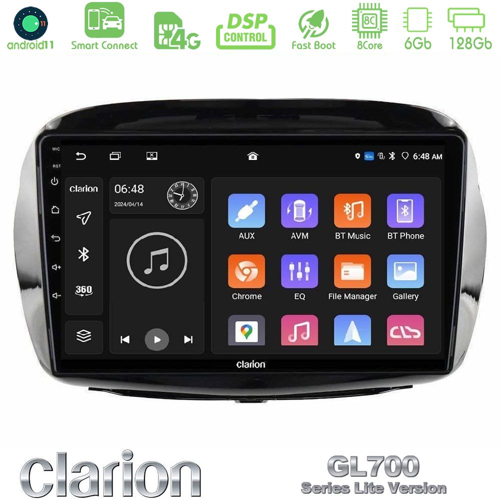 Clarion GL700 Lite Series 8Core Android11 6+128GB Honda FR-V 2004-2009 Navigation Multimedia Tablet 10" Με Carplay & Android Auto