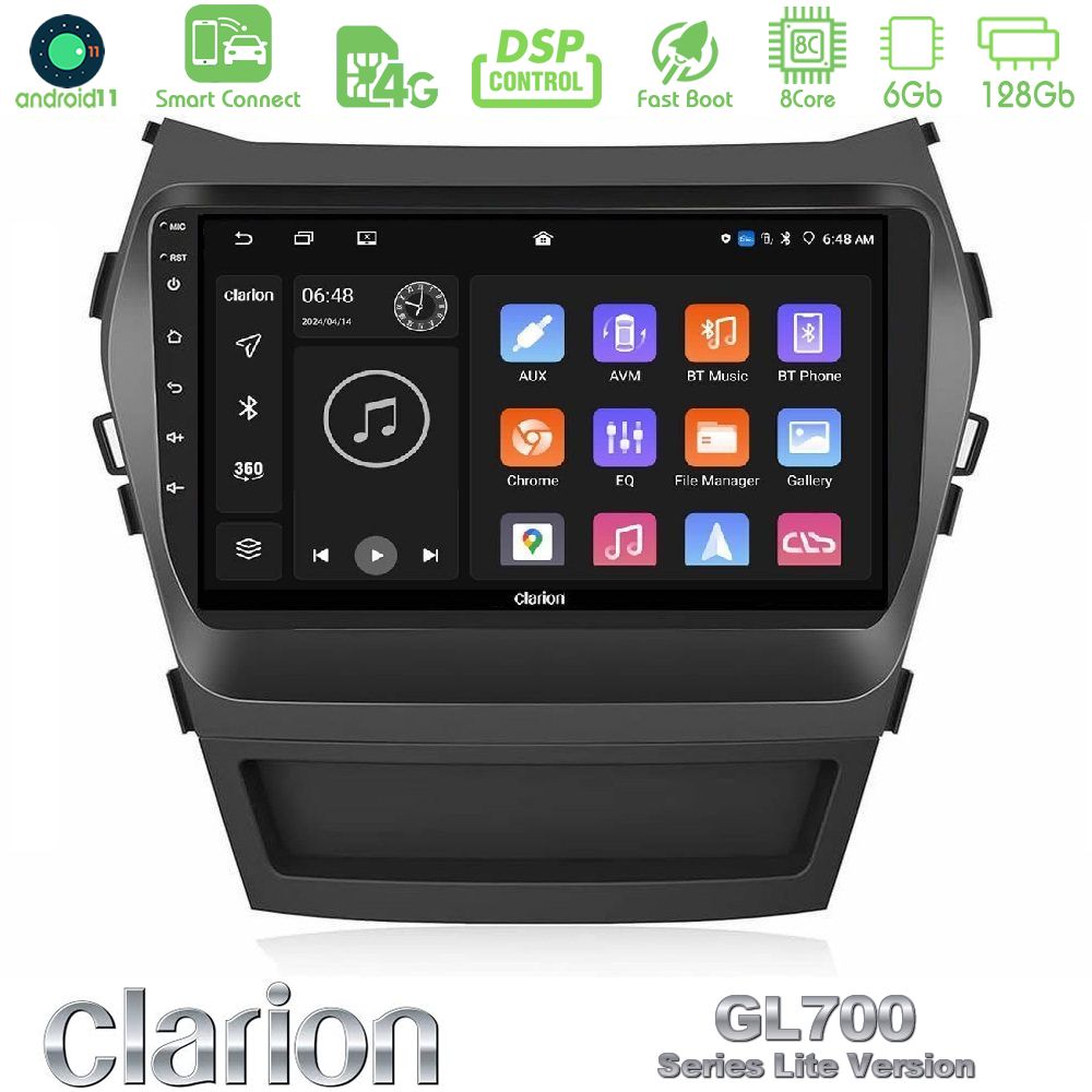 Clarion GL700 Lite Series 8Core Android11 6+128GB Hyundai iX45 2012-2017 Navigation Multimedia Tablet 9" Με Carplay & Android Auto