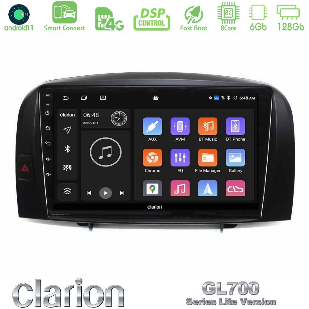 Clarion GL700 Lite Series 8Core Android11 6+128GB Hyundai Sonata 2005-2009 Navigation Multimedia Tablet 10" Με Carplay & Android Auto