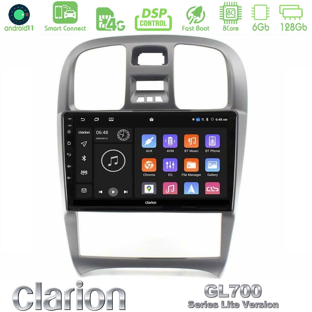 Clarion GL700 Lite Series 8Core Android11 6+128GB Hyundai Sonata 2001-2005 Navigation Multimedia Tablet 9" Με Carplay & Android Auto
