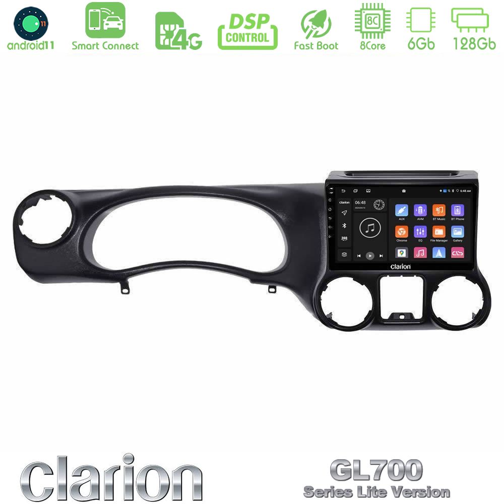 Clarion GL700 Lite Series 8Core Android11 6+128GB Jeep Wrangler 2011-2014 Navigation Multimedia Tablet 10" Με Carplay & Android Auto