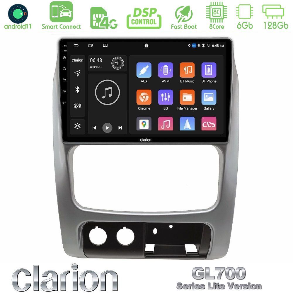 Clarion GL700 Lite Series 8Core Android11 6+128GB Jeep Cherokee (KJ) 2002-2007 Navigation Multimedia Tablet 9" Με Carplay & Android Auto