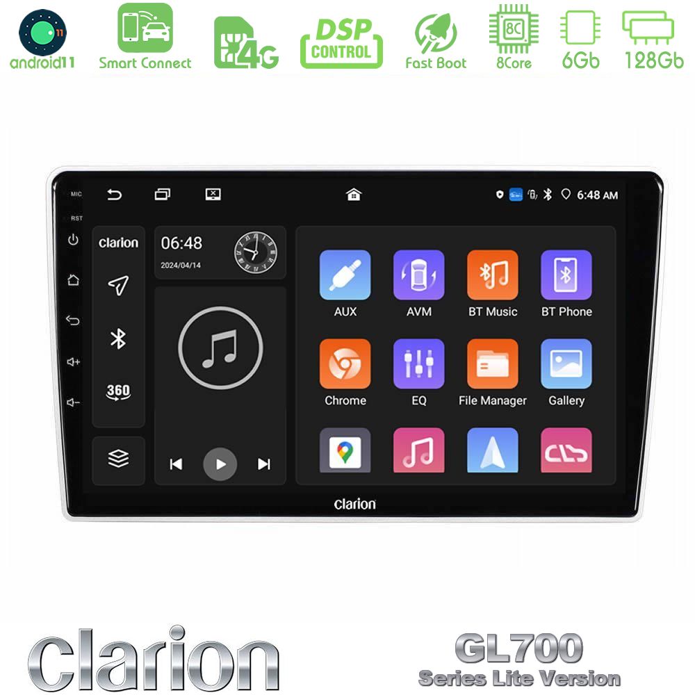 Clarion GL700 Lite Series Kia Sportage 2005-2008 8Core Android11 6+128GB Navigation Multimedia Tablet 9" Με Carplay & Android Auto Με Carplay & Android Auto