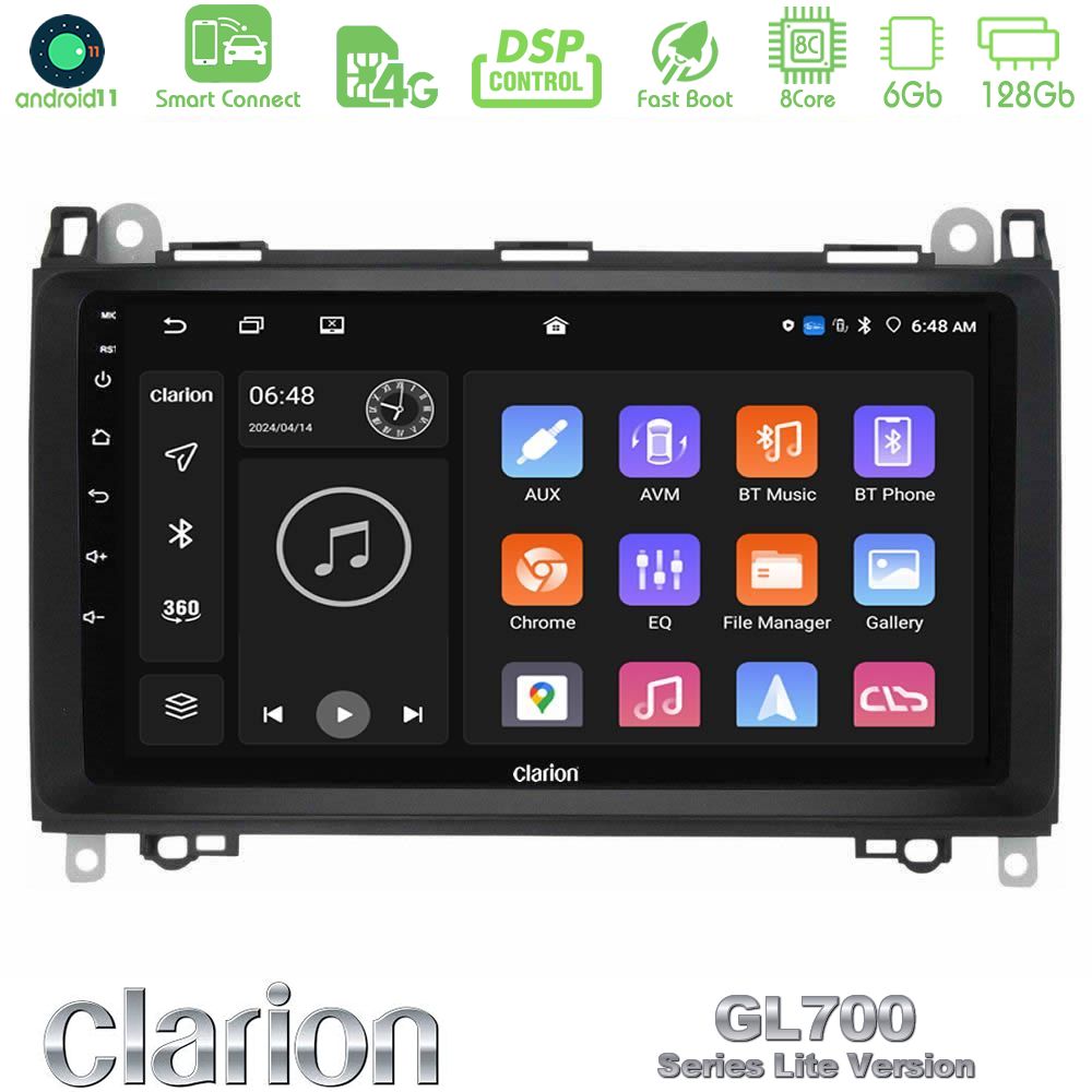 Clarion GL700 Lite Series 8Core Android11 6+128GB Mercedes A/B/Vito/Sprinter Class Navigation Multimedia Tablet 9" Με Carplay & Android Auto