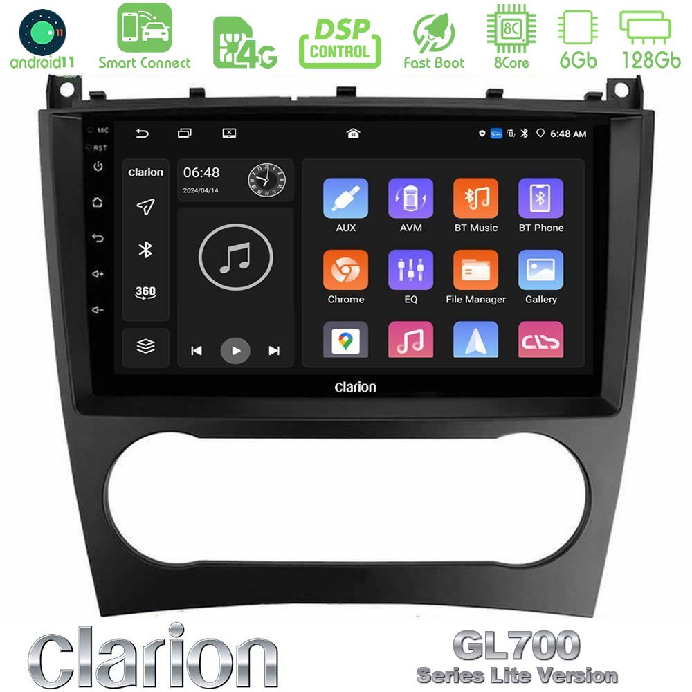 Clarion GL700 Lite Series 8Core Android11 6+128GB Mercedes W203 Facelift Navigation Multimedia Tablet 9" Με Carplay & Android Auto