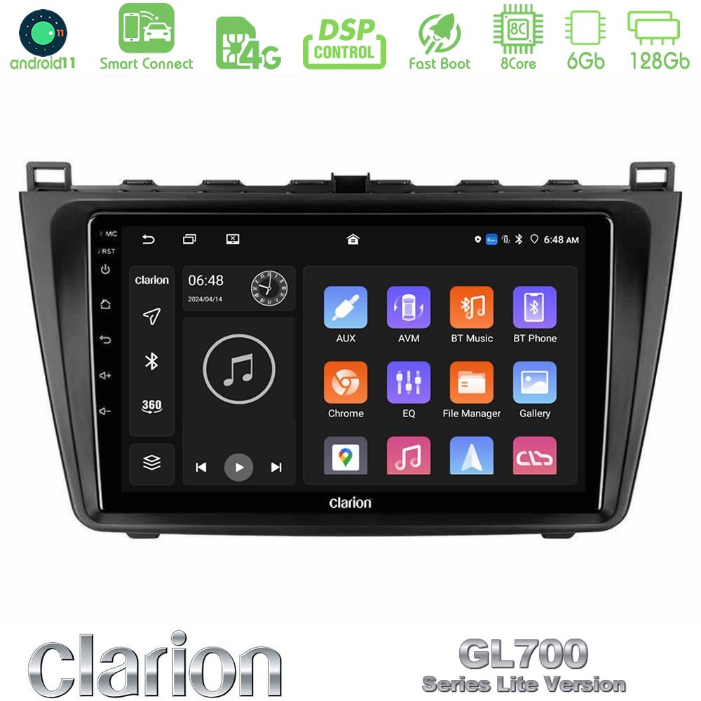 Clarion GL700 Lite Series 8Core Android11 6+128GB Mazda 6 2008-2012 Navigation Multimedia Tablet 9" Με Carplay & Android Auto