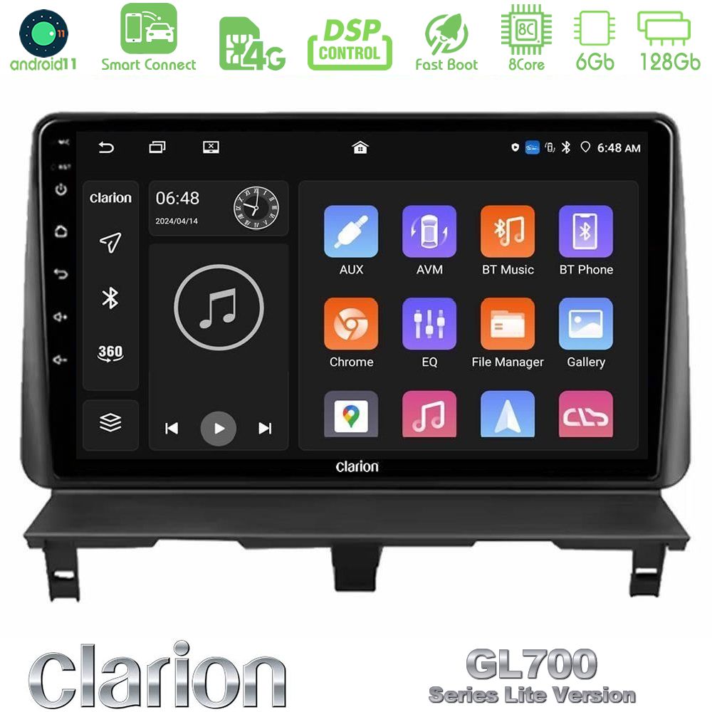 Clarion GL700 Lite Series 8Core Android11 6+128GB Peugeot Partner / Citroën Berlingo 2002-2008 Navigation Multimedia Tablet 9" Με Carplay & Android Auto