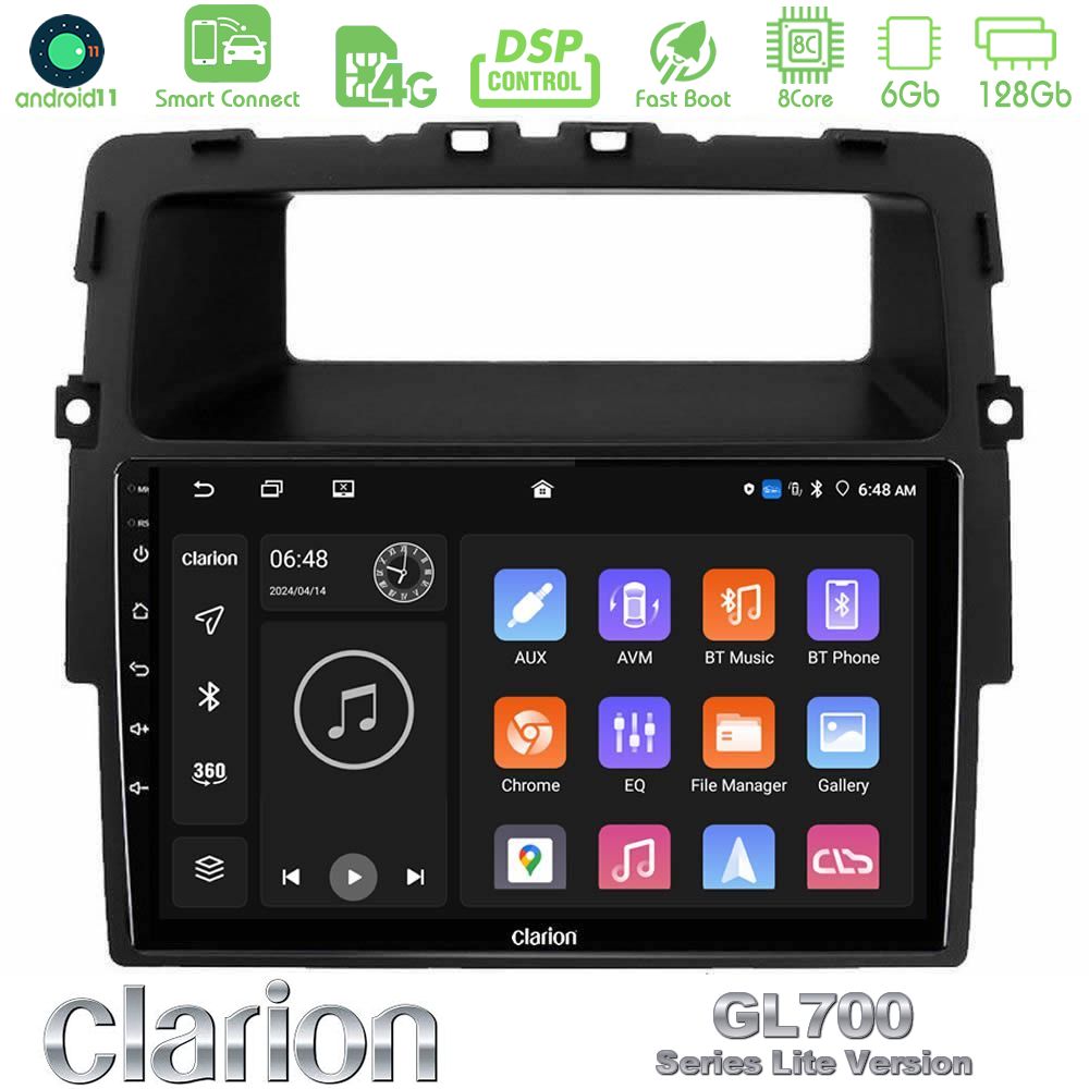 Clarion GL700 Lite Series 8Core Android11 6+128GB Renault/Nissan/Opel Navigation Multimedia Tablet 10" Με Carplay & Android Auto