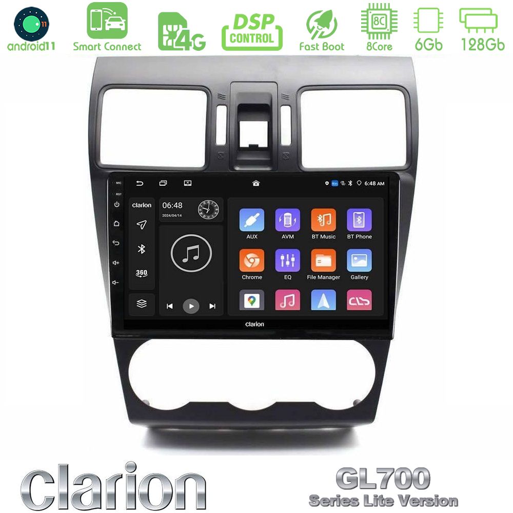 Clarion GL700 Lite Series 8Core Android11 6+128GB Subaru Forester 2015-2018 Navigation Multimedia Tablet 9" Με Carplay & Android Auto