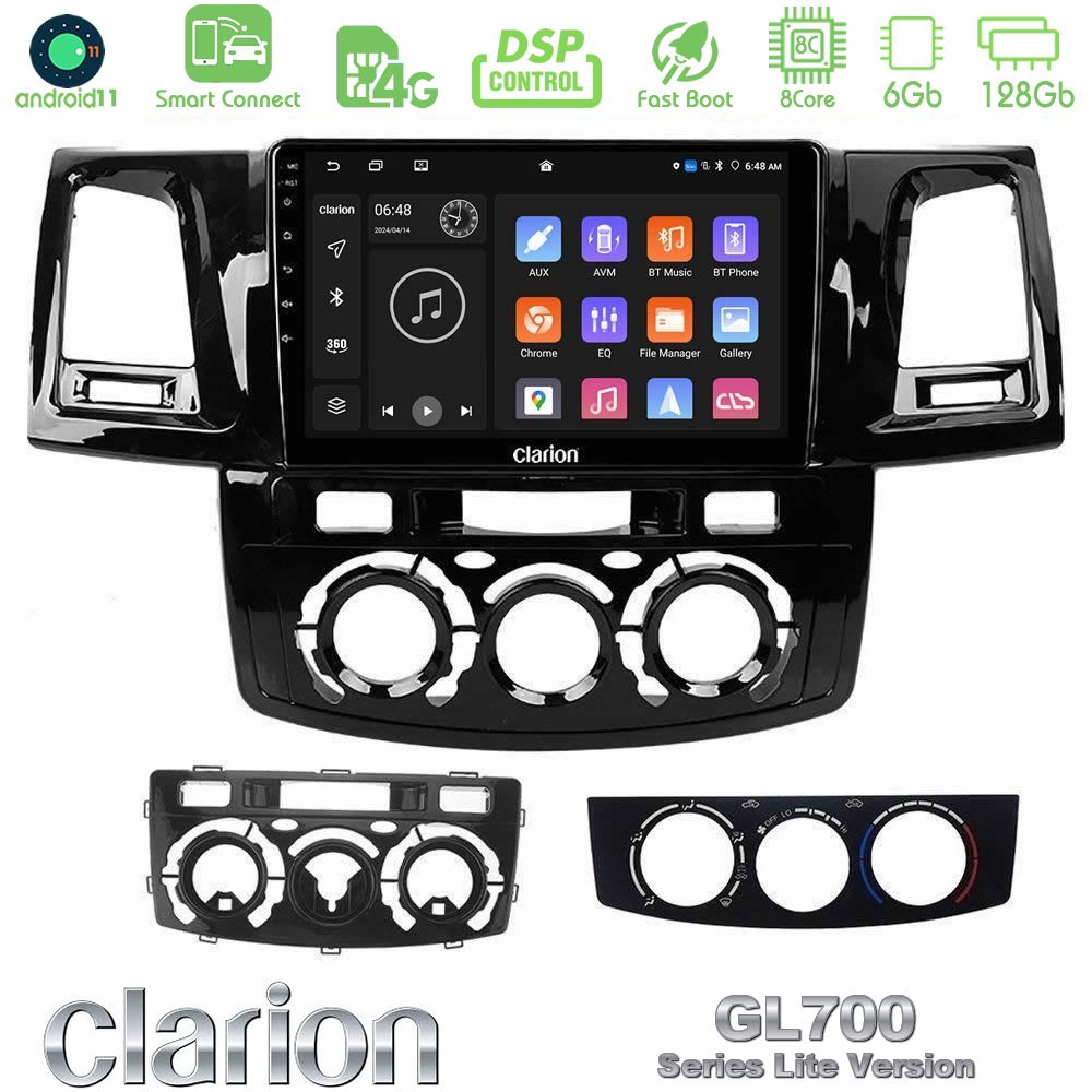 Clarion GL700 Lite Series 8Core Android11 6+128GB Toyota Hilux 2007-2011 Navigation Multimedia Tablet 9" Με Carplay & Android Auto