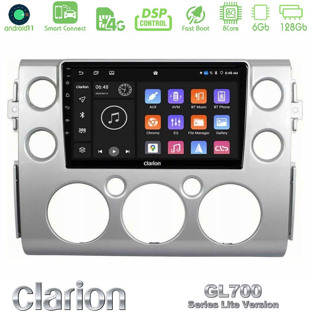 Clarion GL700 Lite Series 8Core Android11 6+128GB Toyota FJ 2007-2014 Navigation Multimedia Tablet 9" Με Carplay & Android Auto