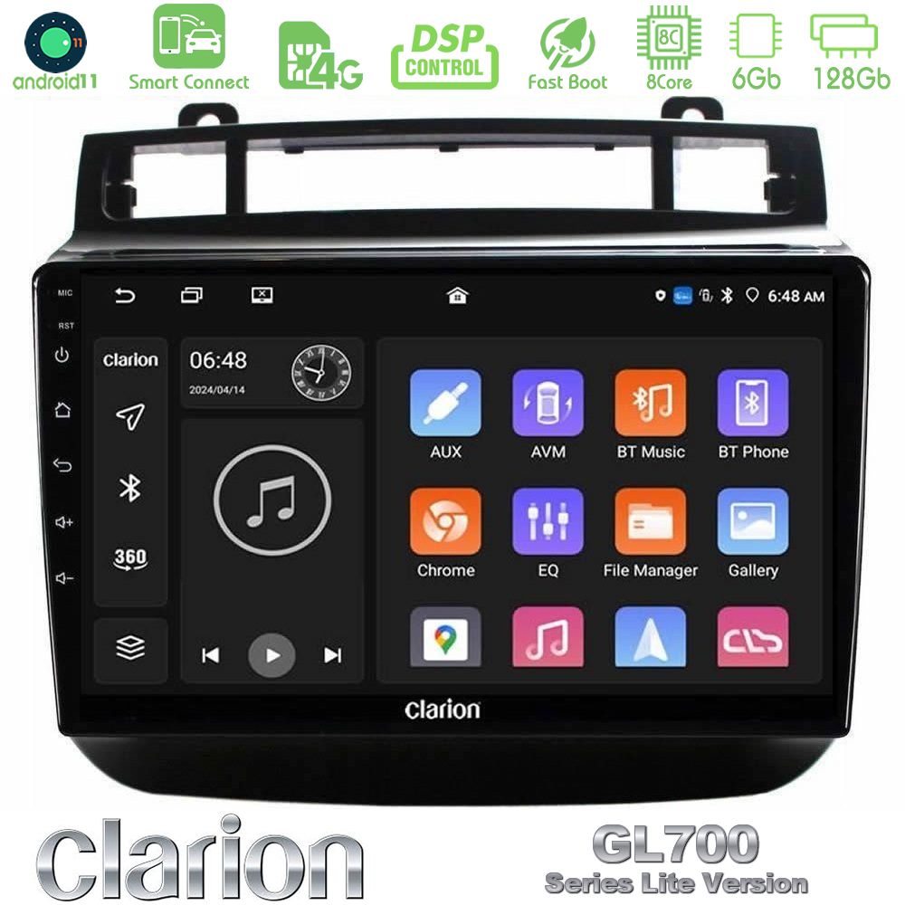 Clarion GL700 Lite Series 8Core Android11 6+128GB VW Touareg 2011-2018 Navigation Multimedia Tablet 9" Με Carplay & Android Auto