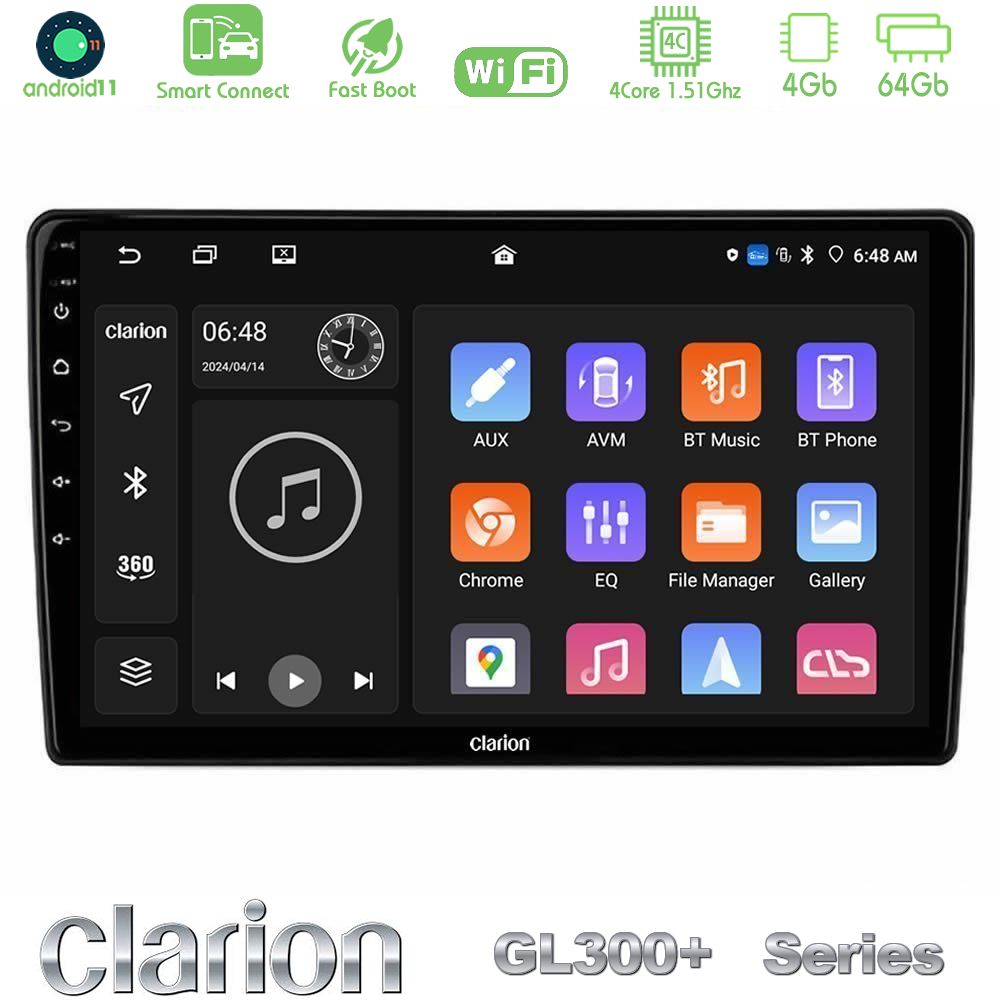 Clarion GL300+ Series 4Core Android11 4+64GB  Alfa Romeo Mito 2008-2014 Navigation Multimedia Tablet 9"
