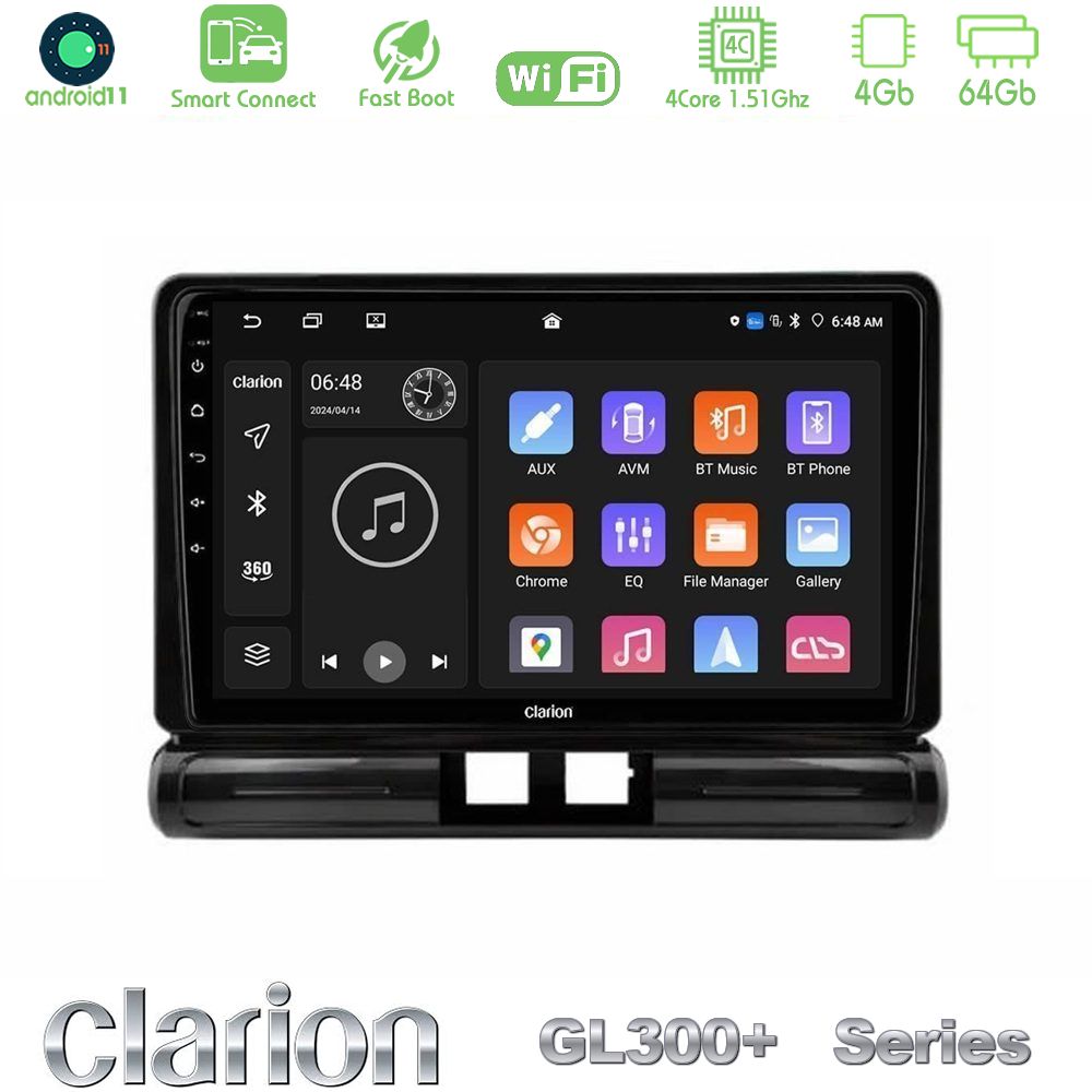 Clarion GL300+ Series 4Core Android11 4+64GB  Citroen C3 2016-> Navigation Multimedia Tablet 9"    (Low Version))